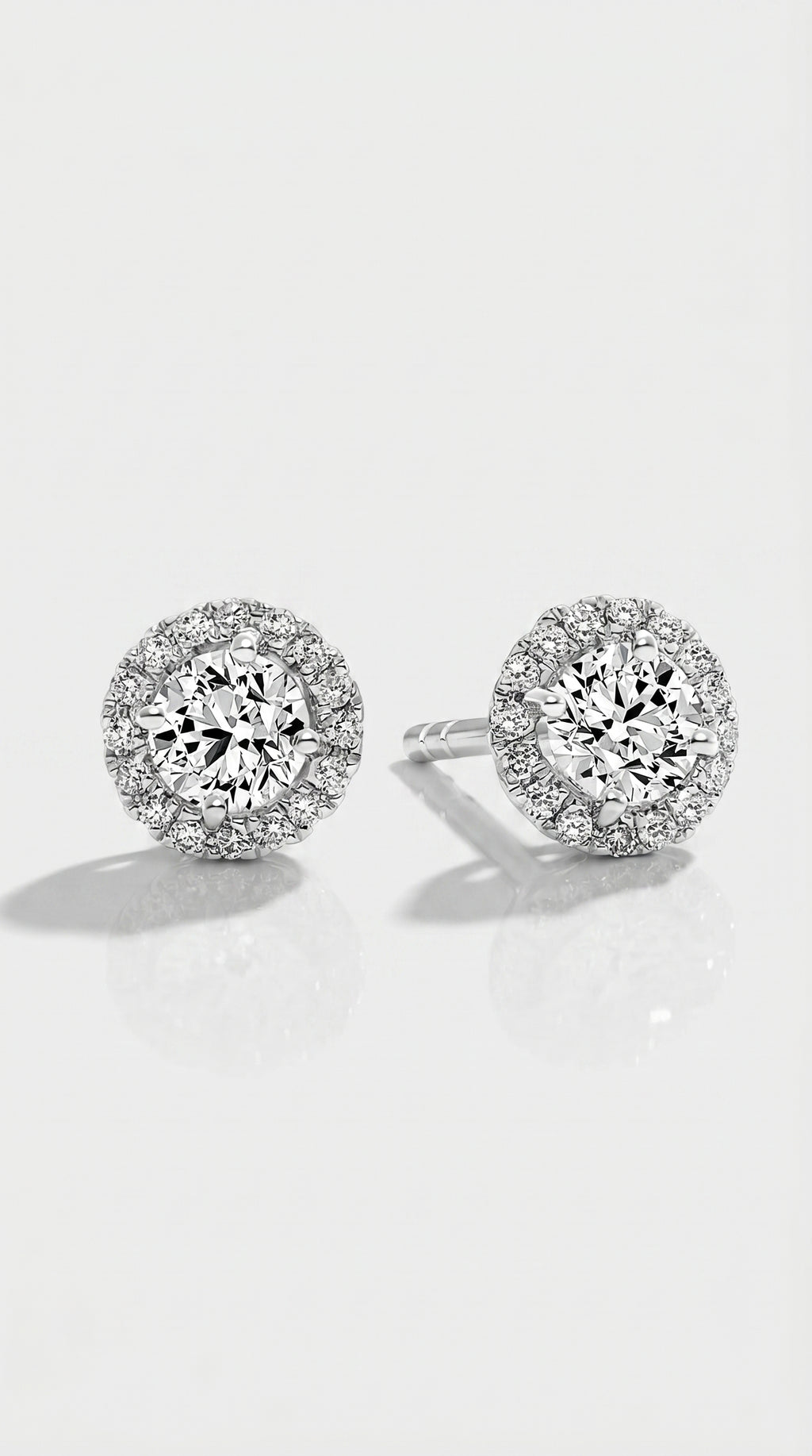 Classic Levendi 4 Claws Diamond Halo Studs — Levendi Jewellers