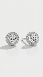 Classic Levendi 4 Claws Diamond Halo Studs — Levendi Jewellers