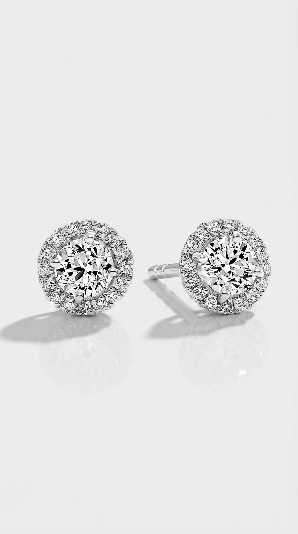 Classic Levendi 4 Claws Diamond Halo Studs — Levendi Jewellers