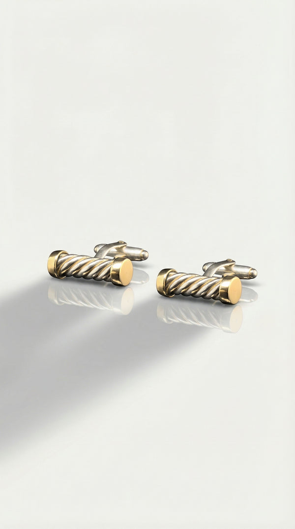 Silver & Yellow Gold Rope Cufflinks — Levendi Jewellers