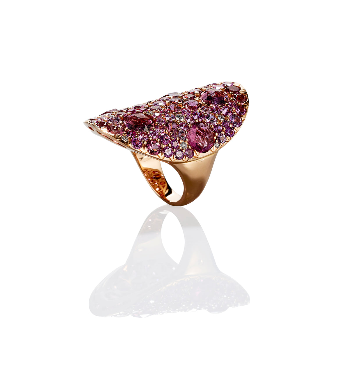 Mosaïque Éternelle - Pink Sapphires and Tourmaline Ring, view 2 — Levendi Jewellers