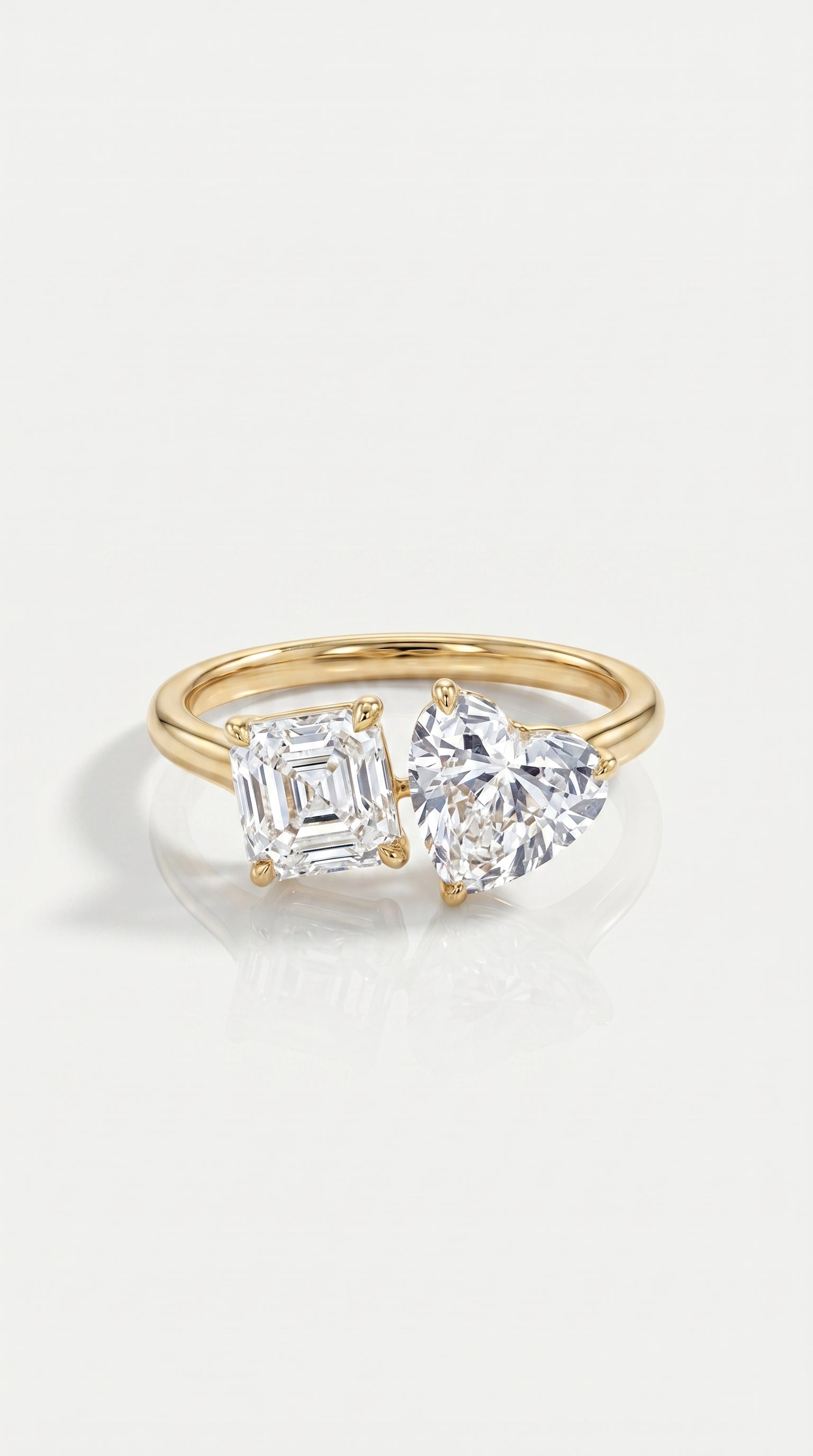 Levendi Toi & Moi - Heart & Ascher Cut Engagement Ring