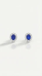 Blue Sapphire & Star Halo Earrings — Levendi Jewellers