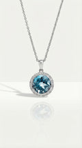 Blue Topaz & Diamond Pendant