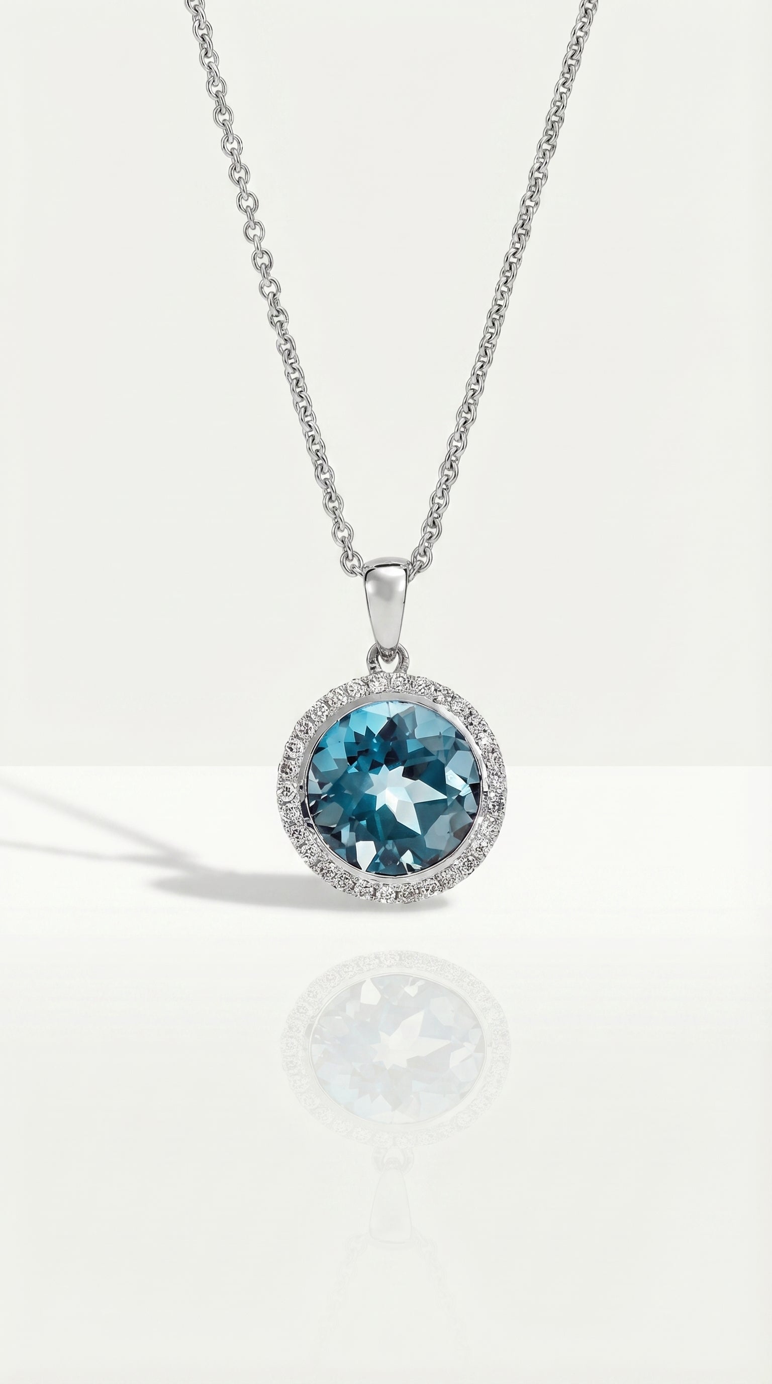 Blue Topaz & Diamond Pendant