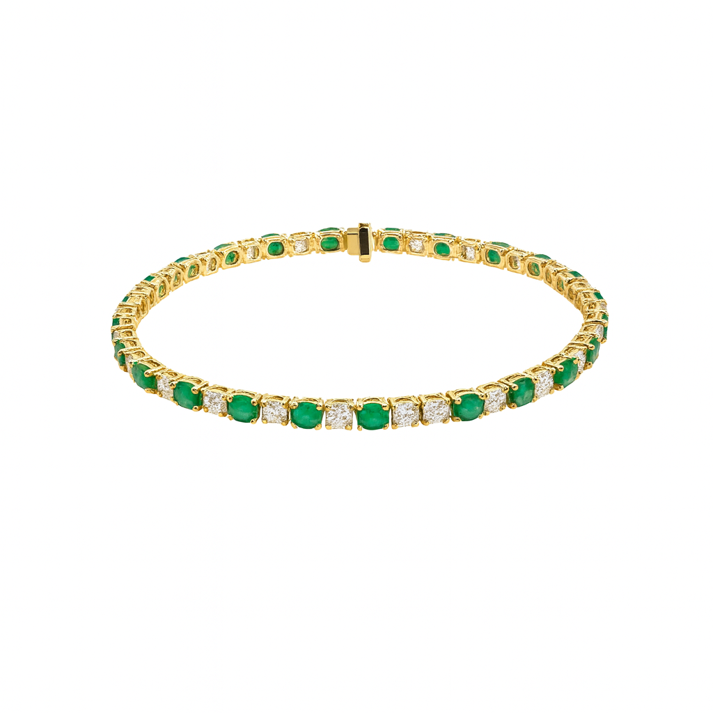 Emerald - Classic Oval Emerald & Diamond Tennis Bracelet 6.13ct