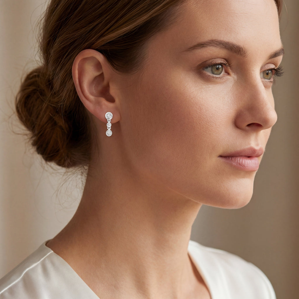 Pure Line - 4 Diamonds Drop Earrings — Levendi Jewellers