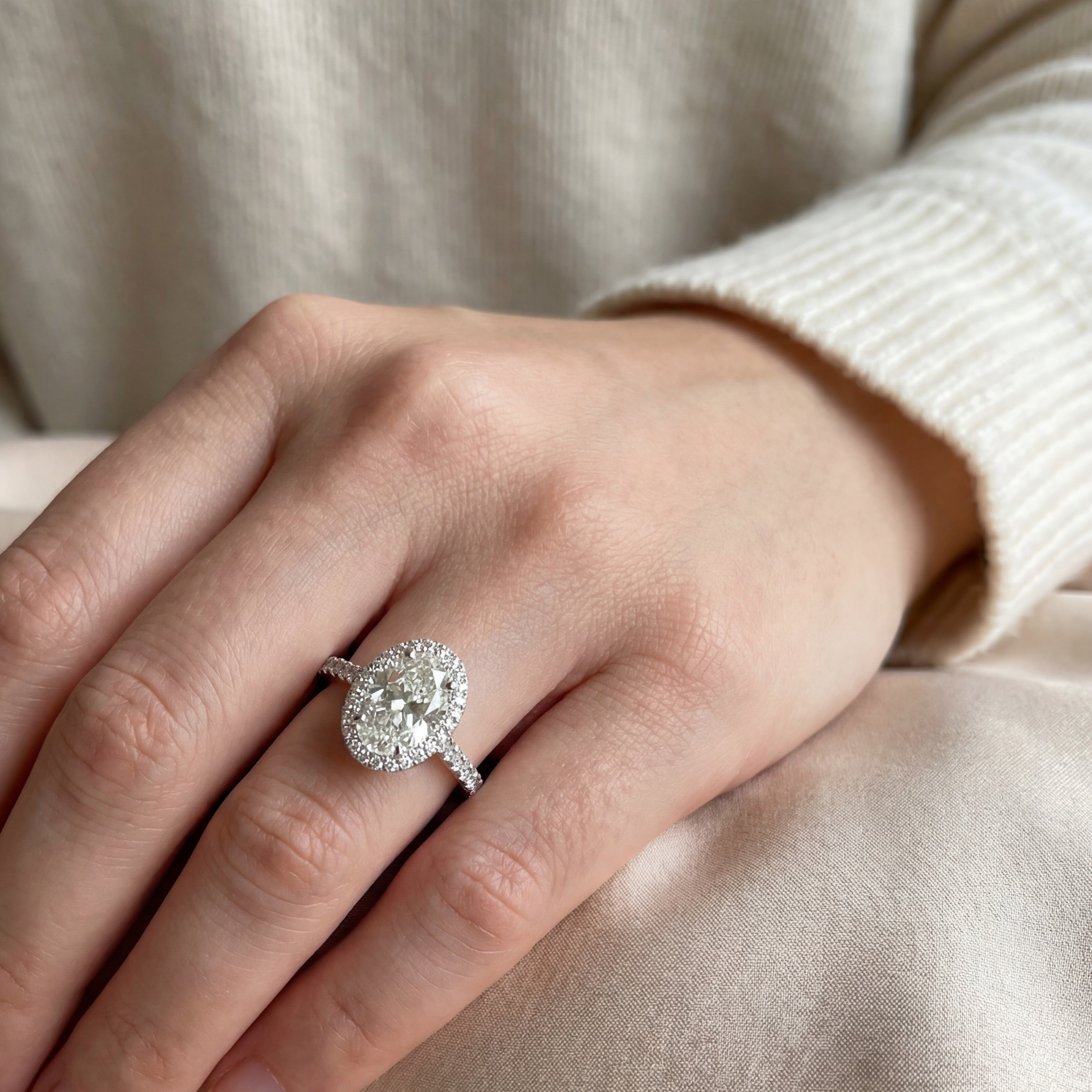 Levendi Signature - Oval Hidden Halo Engagement Ring
