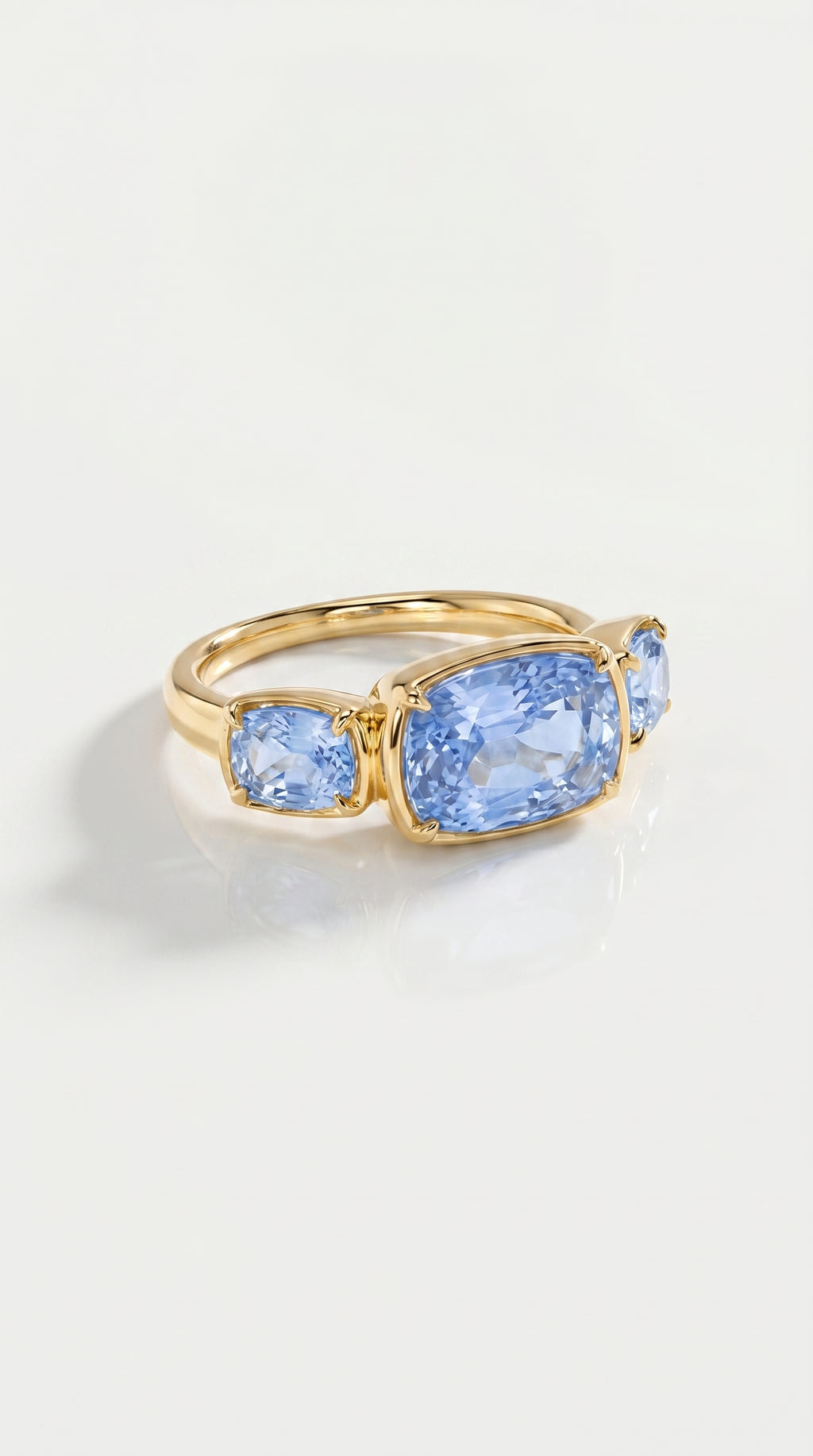 Levendi Wave of Love - 3 Cushion Cut Sapphire Engagement Ring — Levendi Jewellers