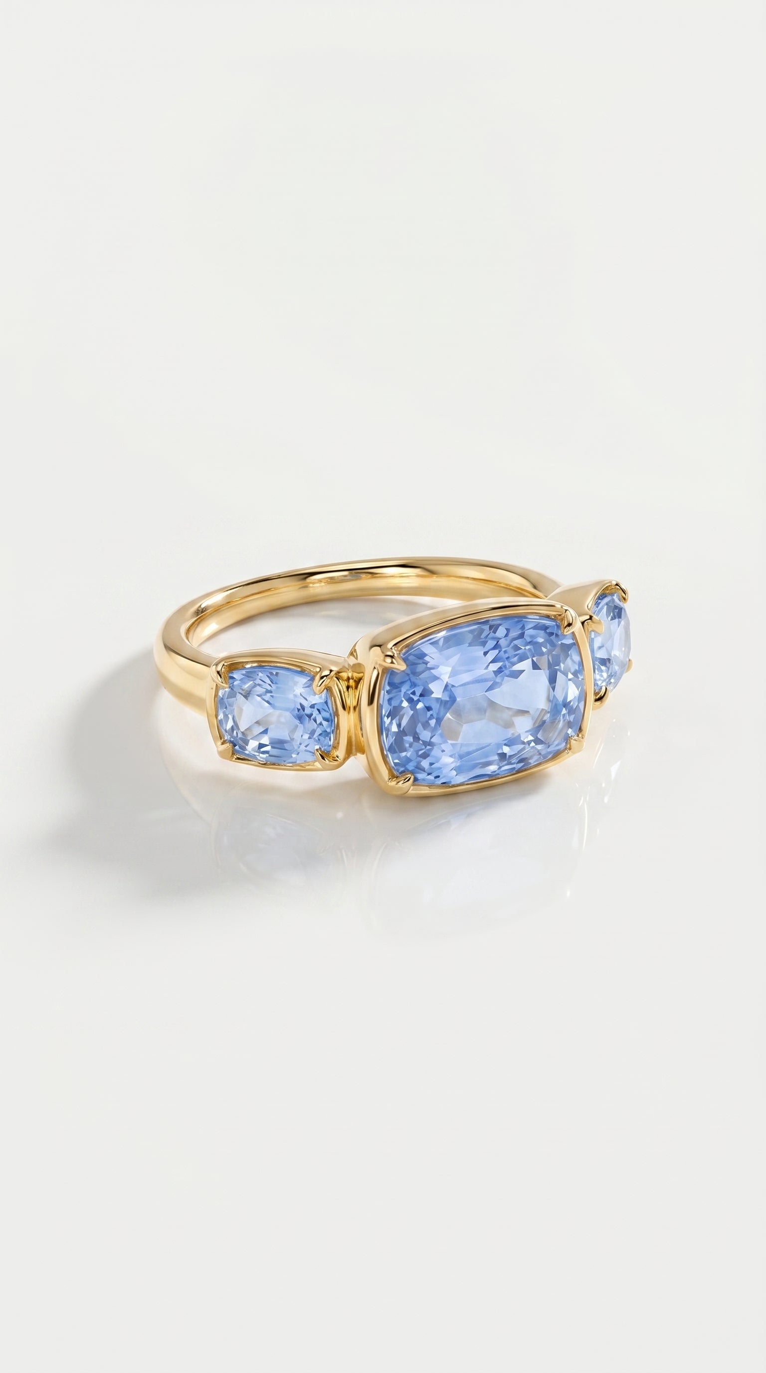 Levendi Wave of Love - 3 Cushion Cut Sapphire Engagement Ring