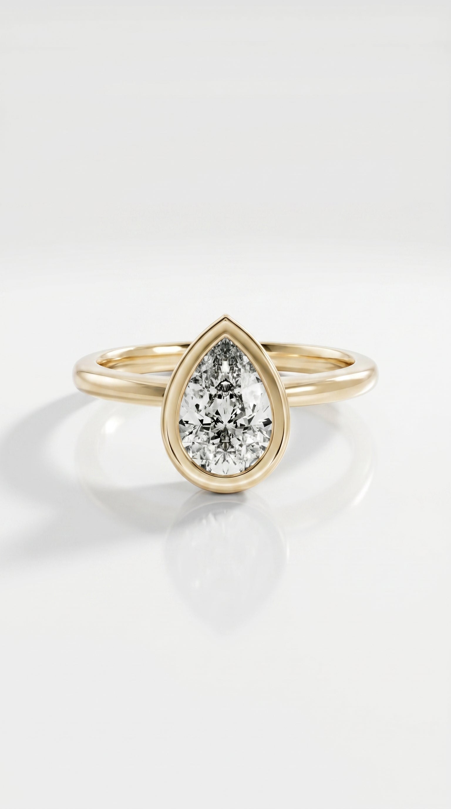 Levendi Wave of Love - Pear Cut Bezel Set Engagement Ring