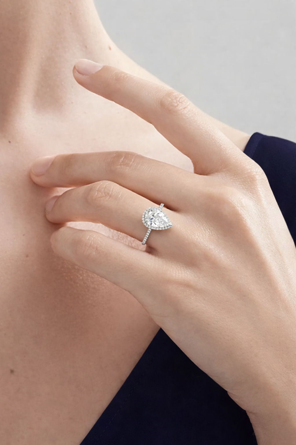 Levendi Classic - Pear Halo Engagement Ring, view 2 — Levendi Jewellers