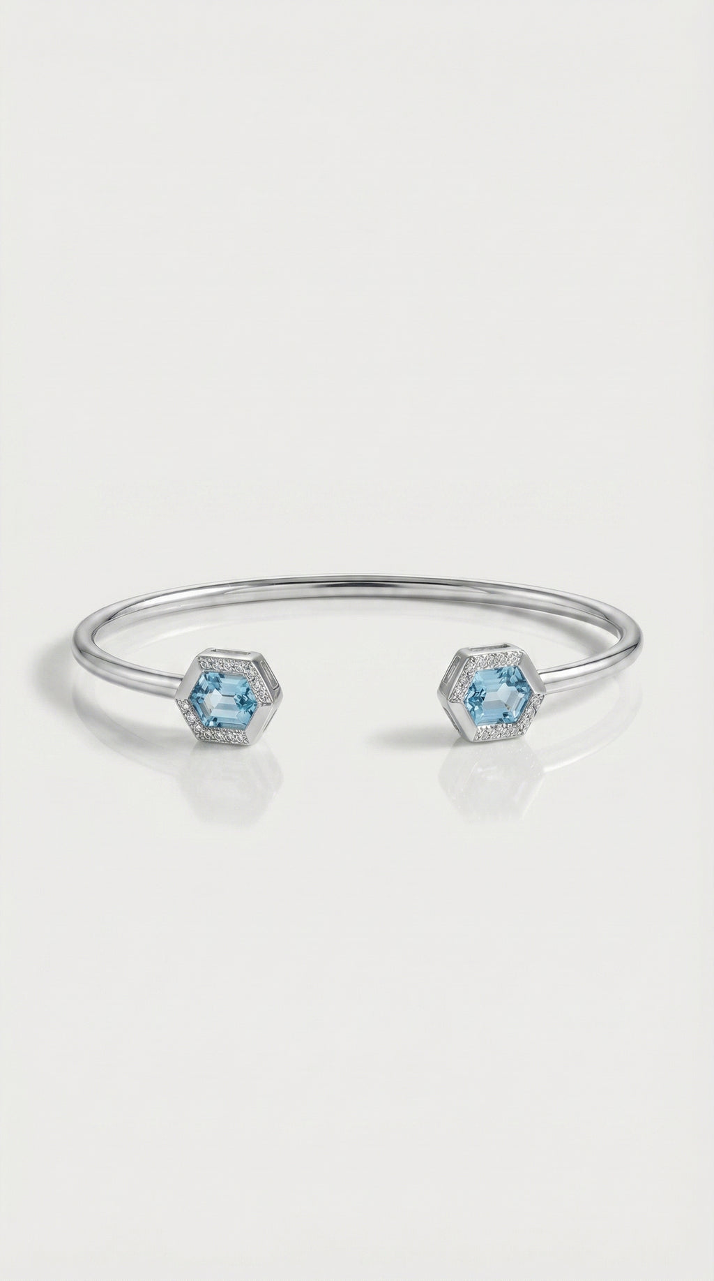 Hexagon Aquamarine Diamond Bangle — Levendi Jewellers