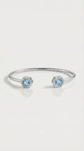 Hexagon Aquamarine Diamond Bangle