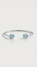 Hexagon Aquamarine Diamond Bangle — Levendi Jewellers