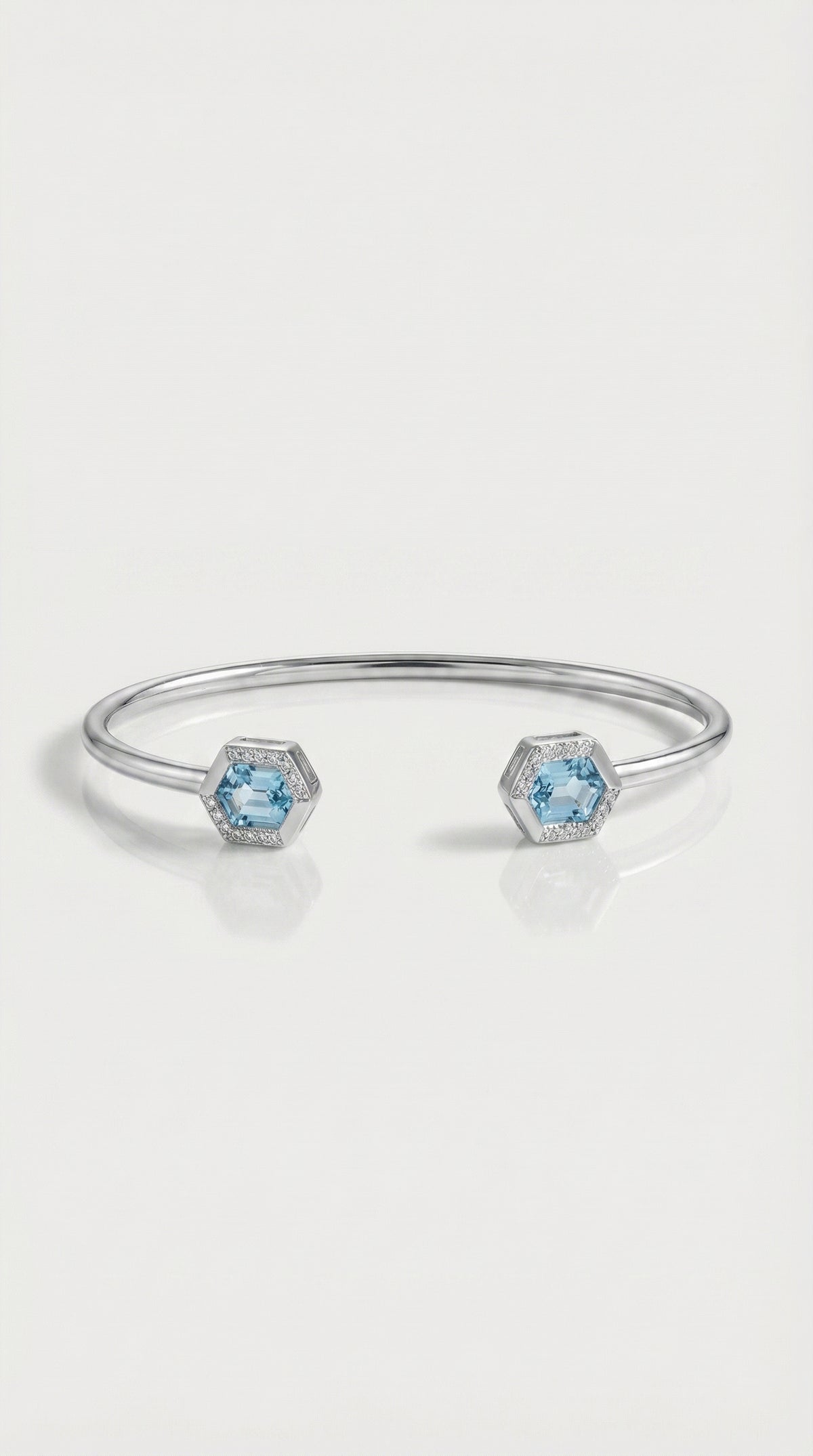 Hexagon Aquamarine Diamond Bangle — Levendi Jewellers