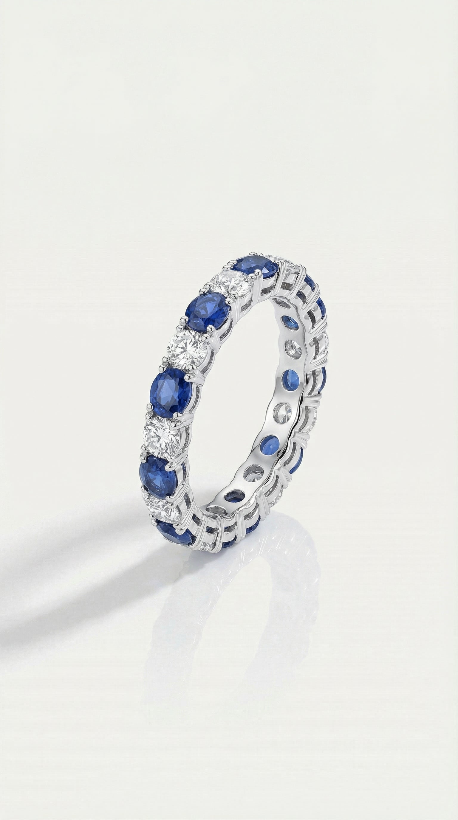 Wedding Band - White Gold Diamond and Sapphire.
