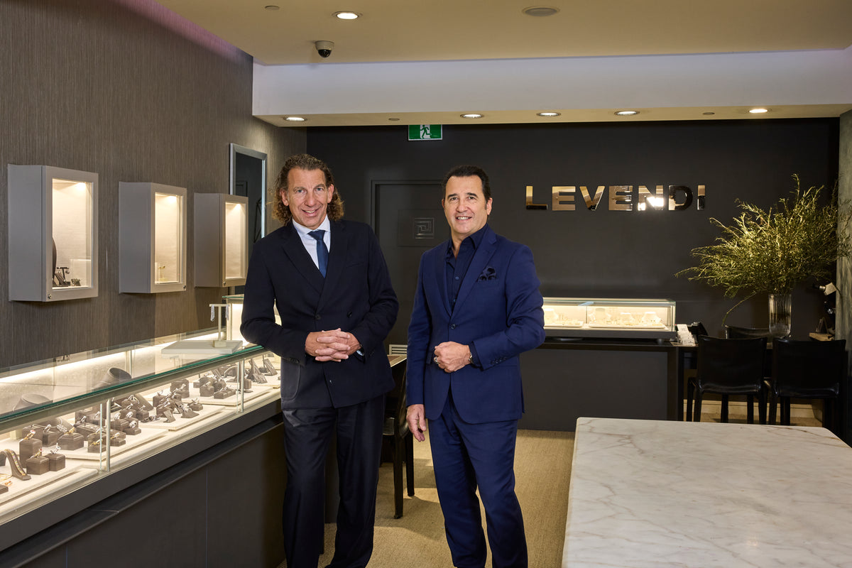 Mike and Panos Levendi in the Levendi Boutique, 139 Elizabeth Street, Sydney