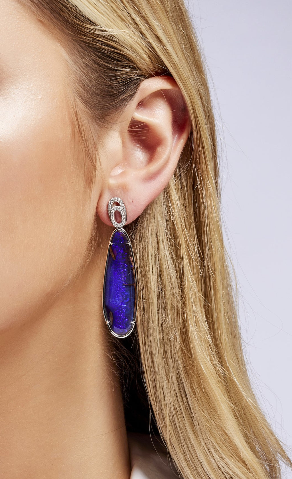 Australian Boulder Opal Earrings, view 2 — Levendi Jewellers