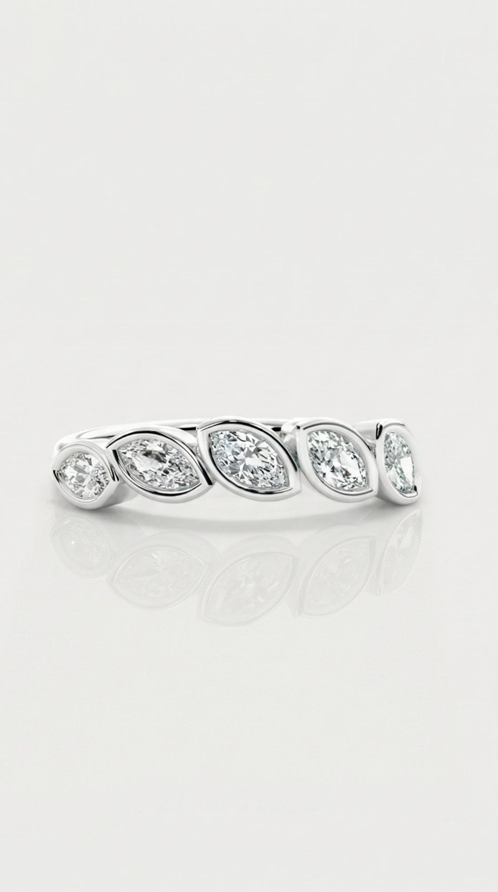 Wedding Band - 5 Marquise Diamonds Bezel Set — Levendi Jewellers