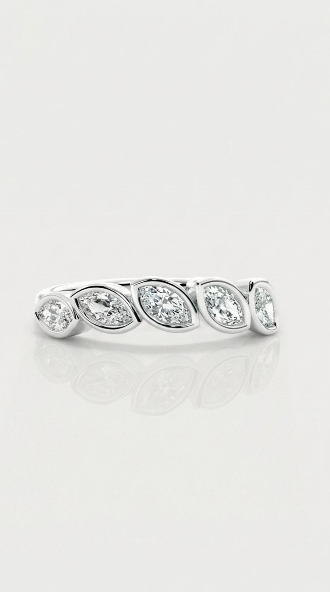 Wedding Band - 5 Marquise Diamonds Bezel Set — Levendi Jewellers