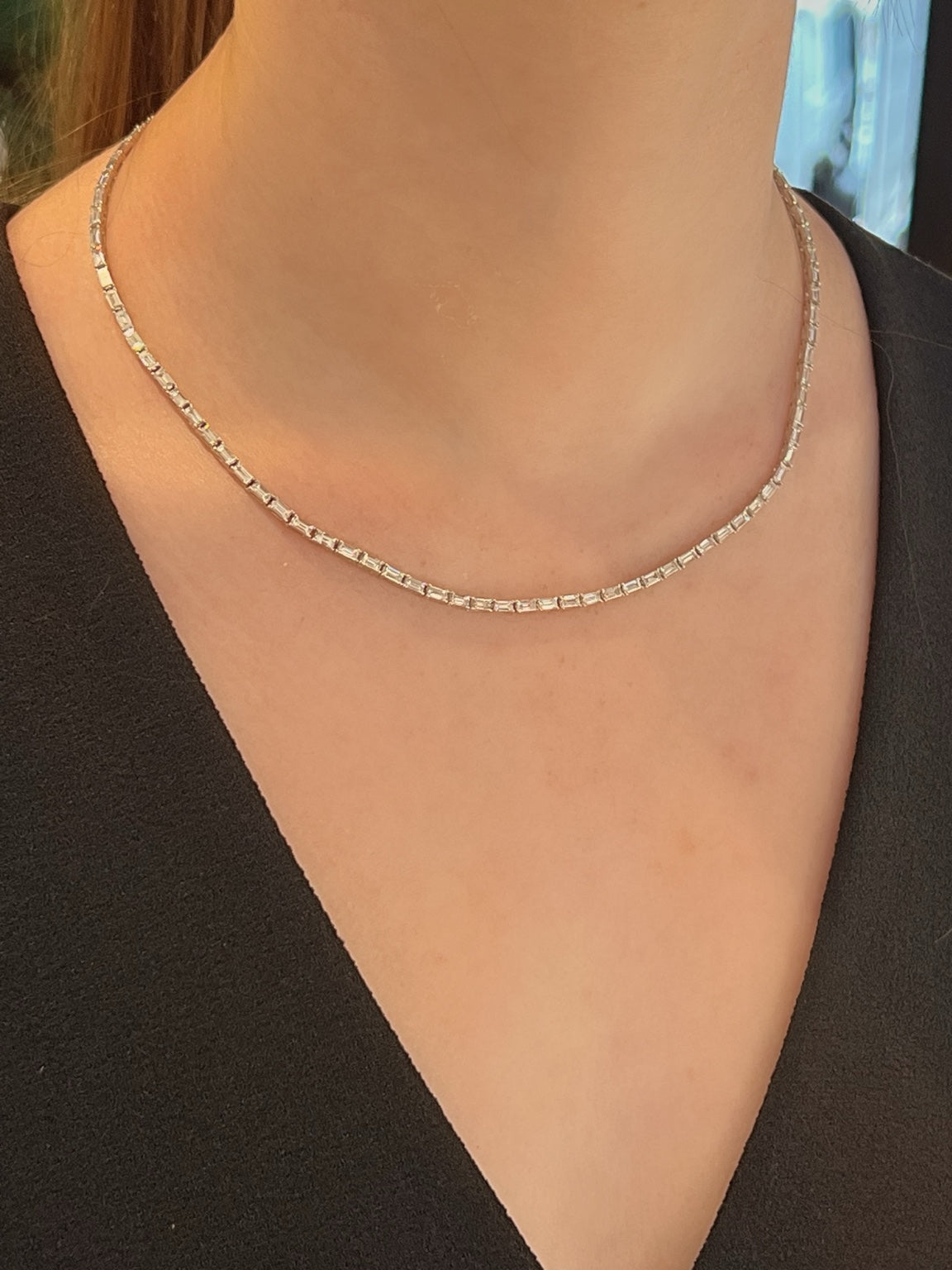 Baguette Classic Diamond Tennis Necklace 8.04ct