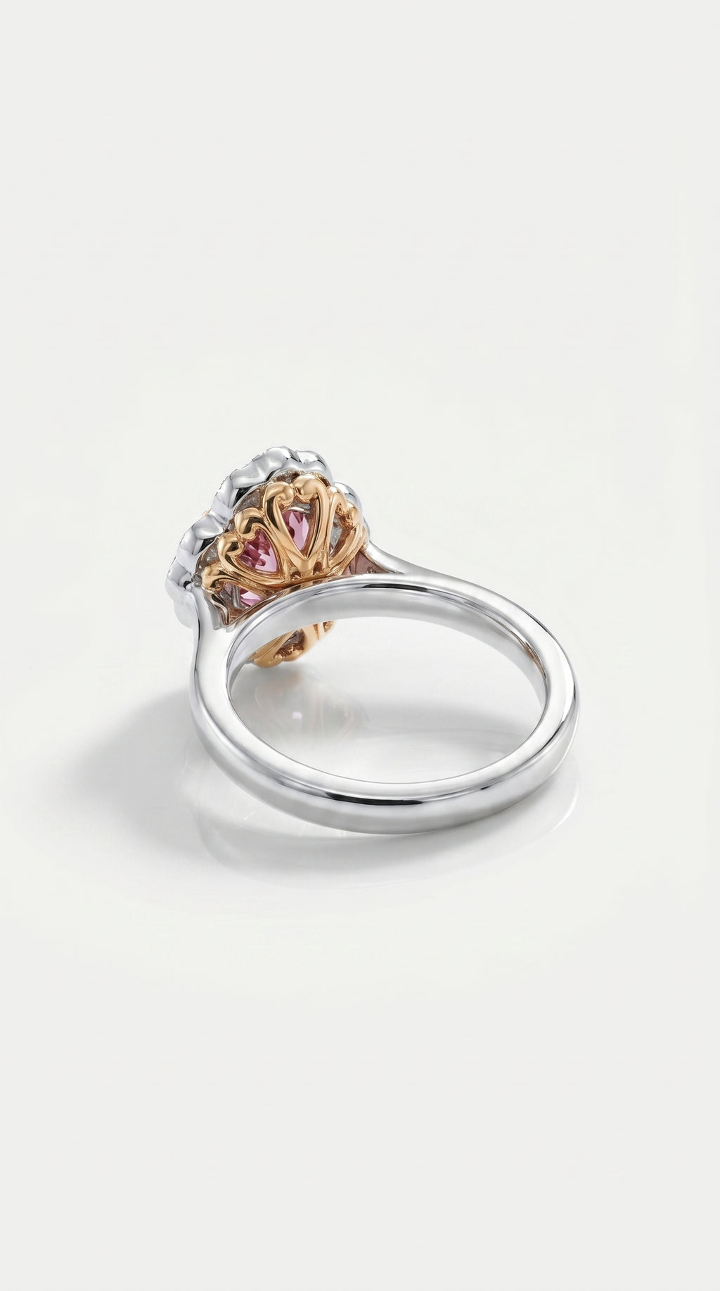 Peach Tourmaline & Diamonds Halo Flower Ring, view 2 — Levendi Jewellers