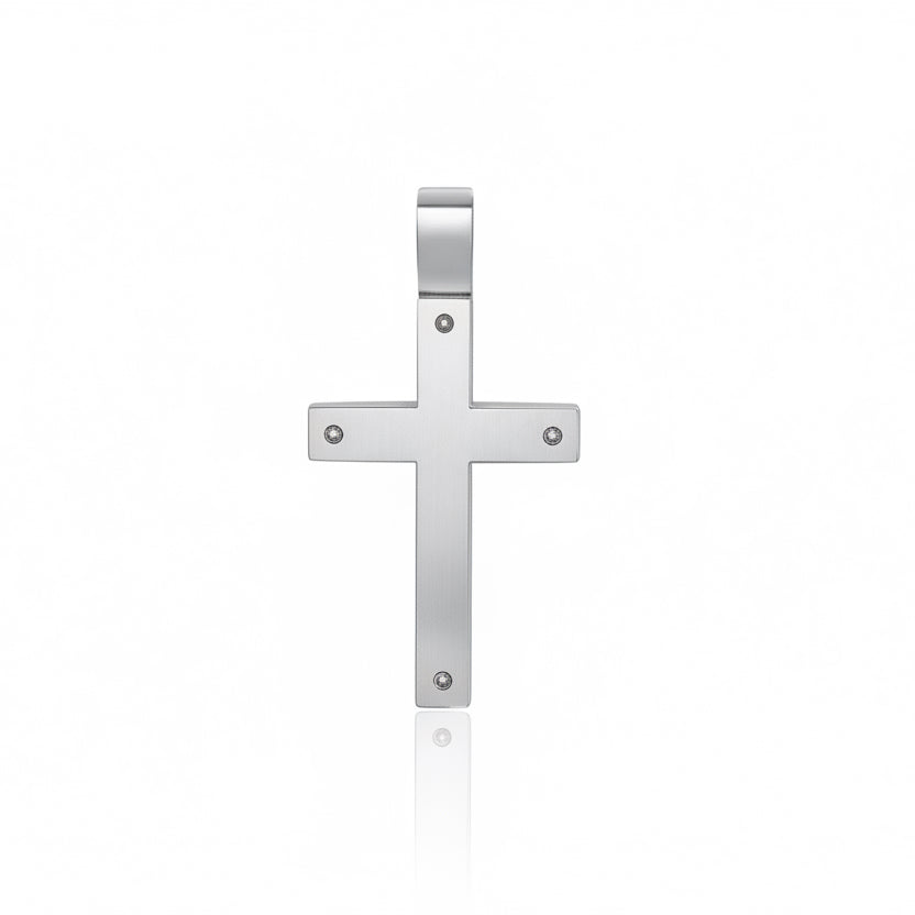 Peter - Medium White Gold Cross and Matt Finish