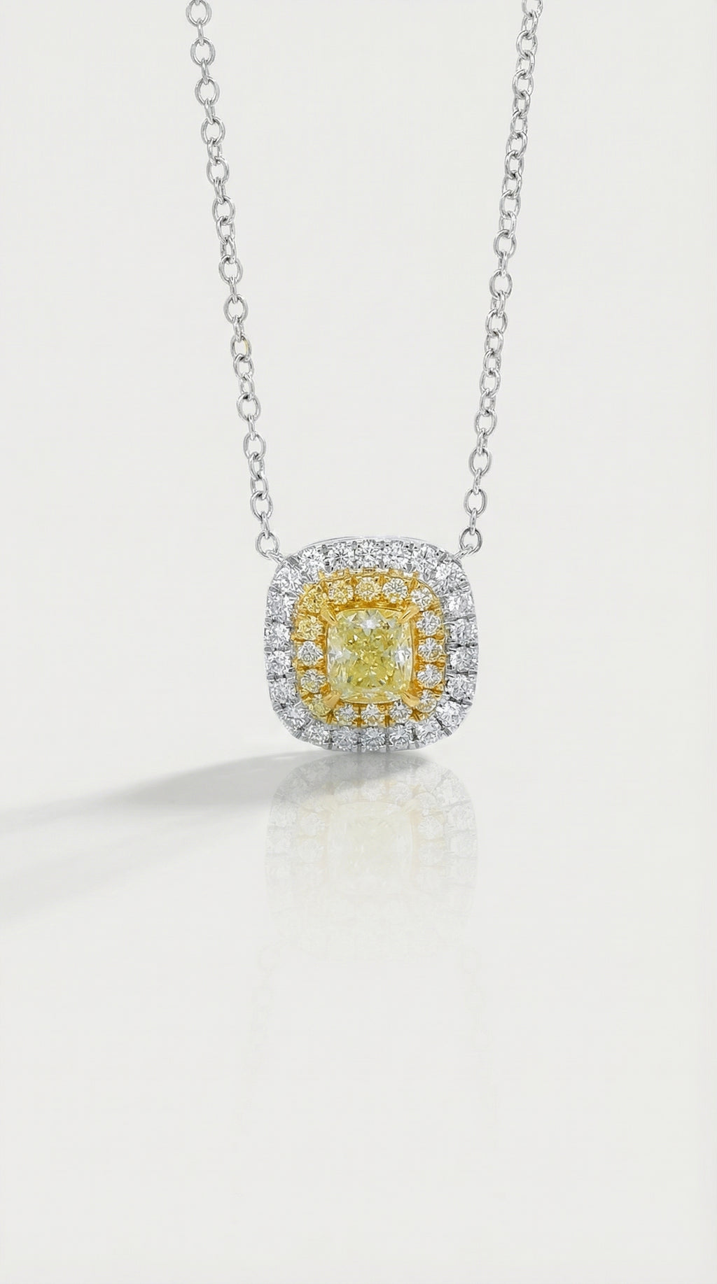 Soleil - Yellow Diamond Diamond Double Halo Pendant — Levendi Jewellers