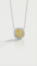 Soleil - Yellow Diamond Diamond Double Halo Pendant