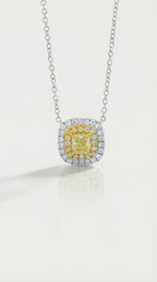 Soleil - Yellow Diamond Diamond Double Halo Pendant — Levendi Jewellers
