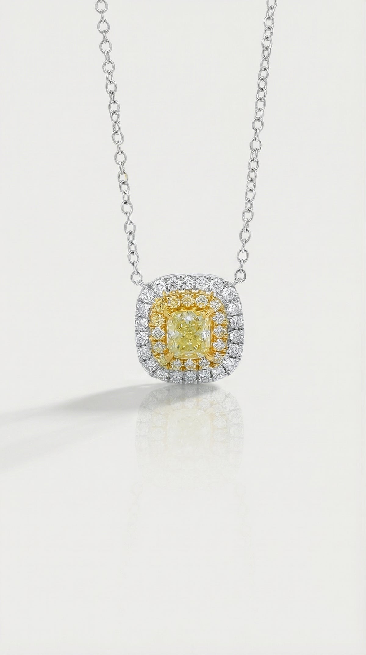 Soleil - Yellow Diamond Diamond Double Halo Pendant — Levendi Jewellers