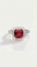 Asscher Cut Pink Tourmaline & Diamond Ring