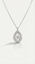 Classic - Pear Halo Diamond Pendant — Levendi Jewellers
