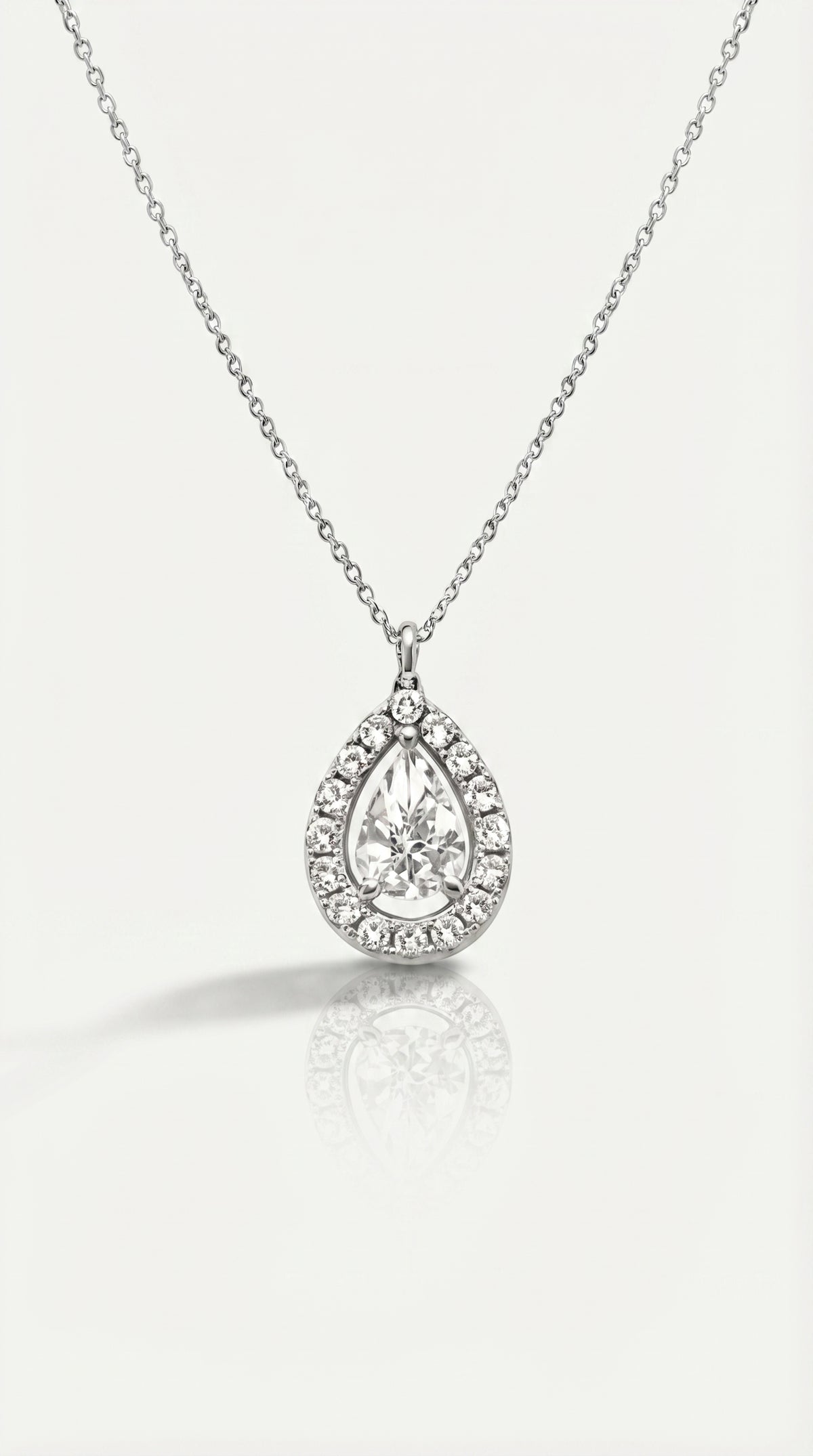 Classic - Pear Halo Diamond Pendant — Levendi Jewellers
