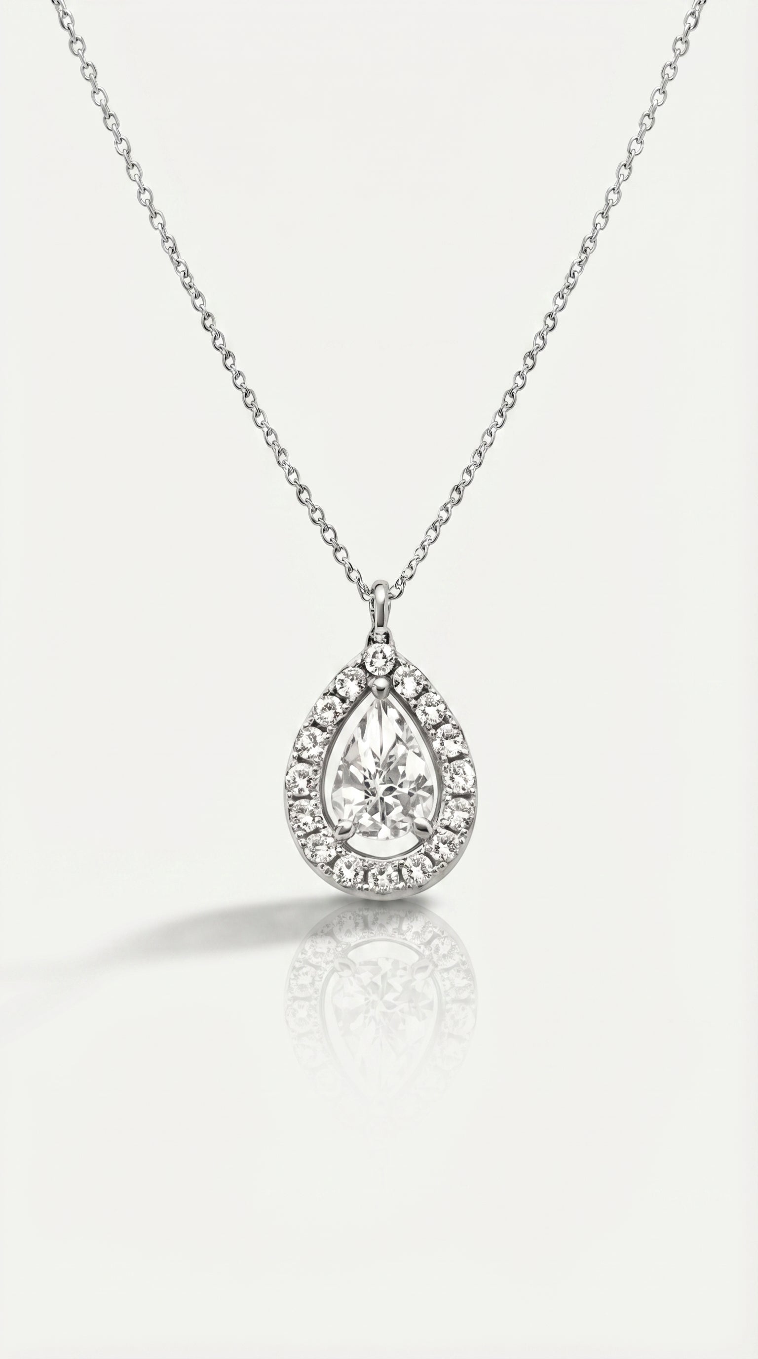 Classic - Pear Halo Diamond Pendant