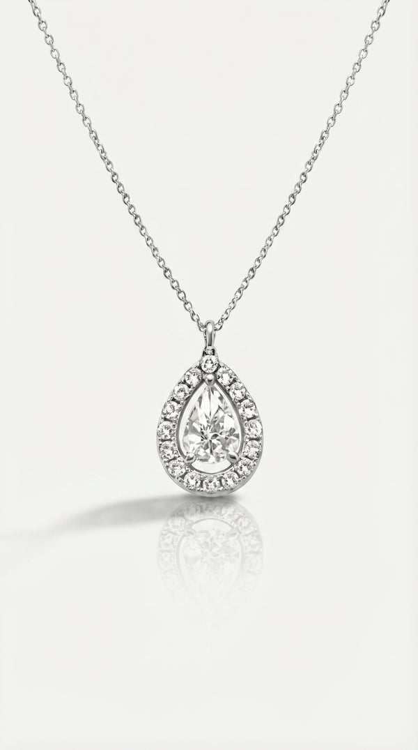 Classic - Pear Halo Diamond Pendant — Levendi Jewellers