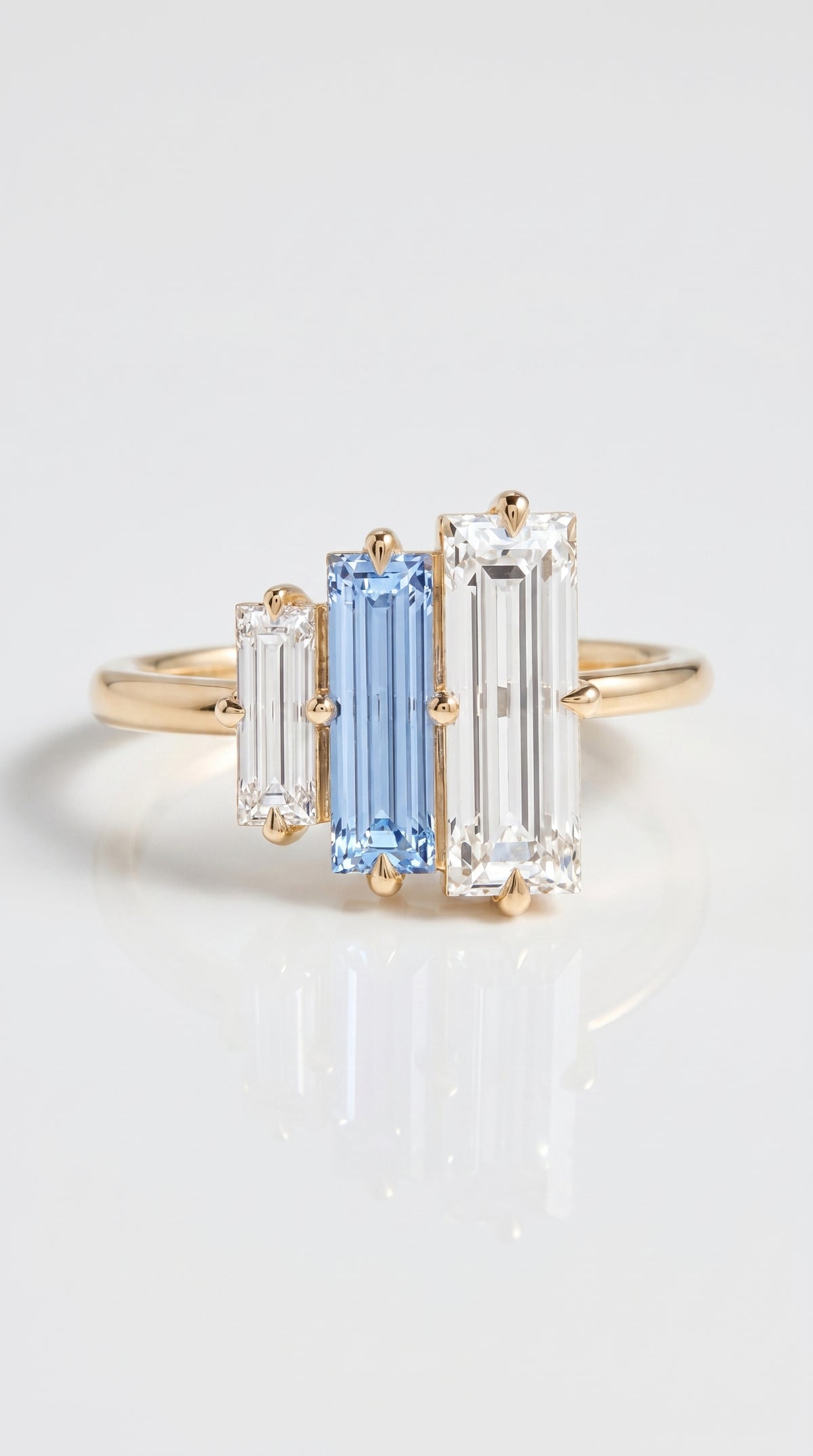 Levendi Wave of Love - Diamond & Sapphire Baguette Engagement Ring — Levendi Jewellers