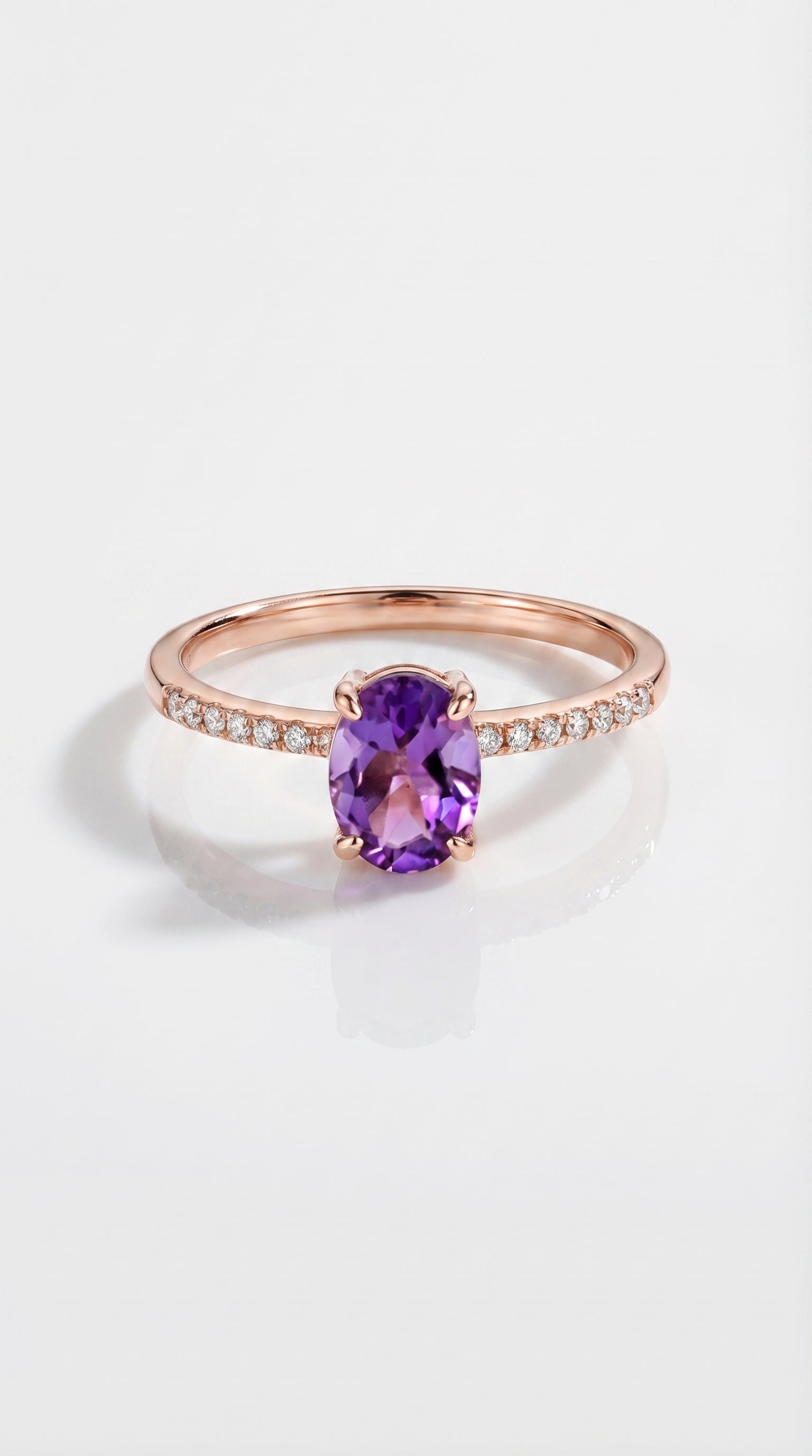 Rainbow Amethyst & Diamond Fine Ring