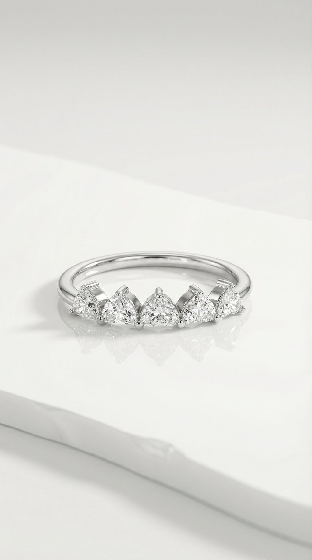 Wedding Band - 5 Heart Diamonds Claw Set — Levendi Jewellers