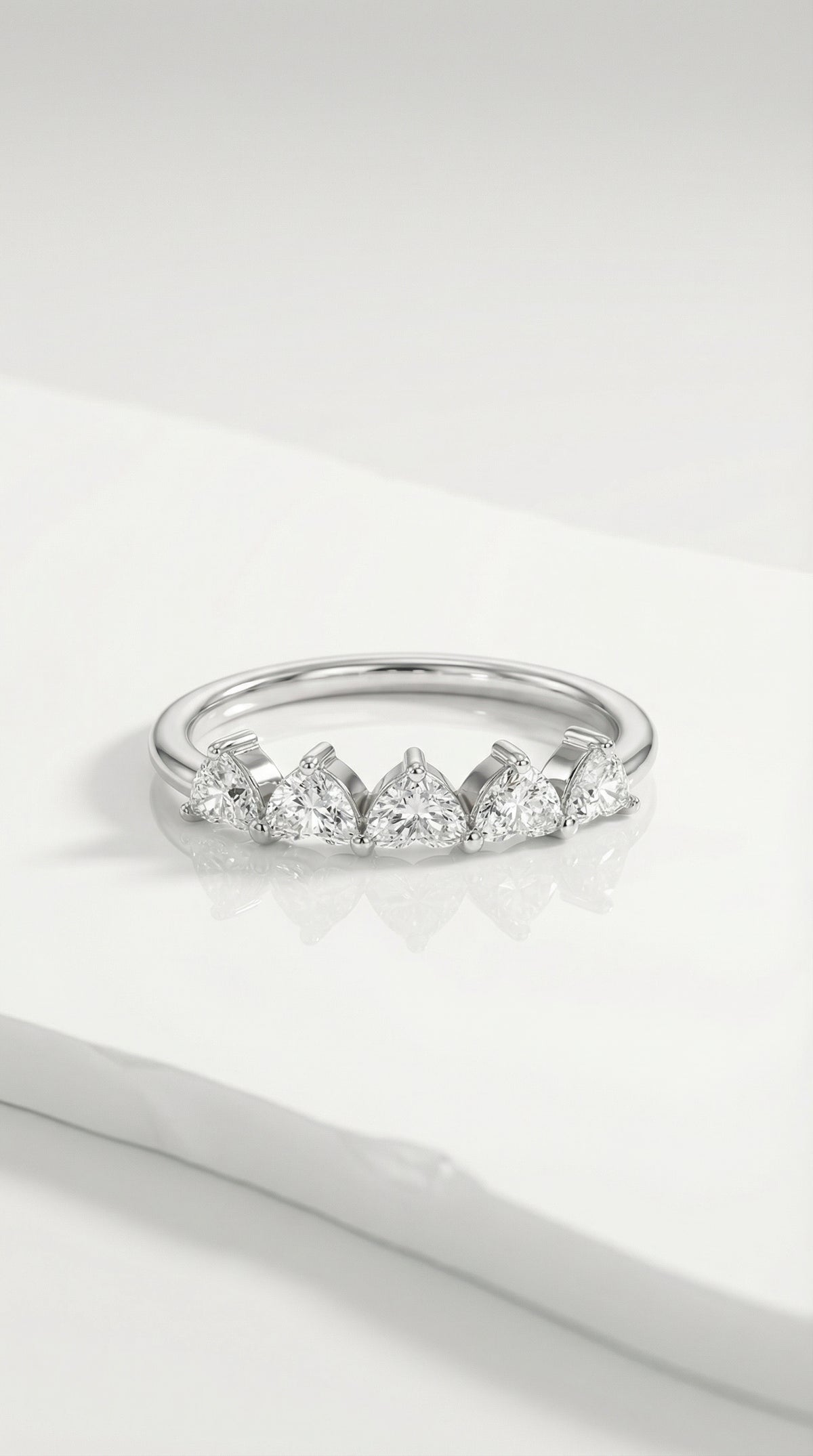 Wedding Band - 5 Heart Diamonds Claw Set — Levendi Jewellers