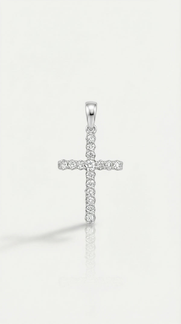 Thea - Grande White Gold Diamond Cross — Levendi Jewellers