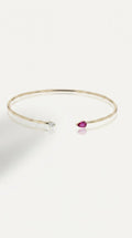 Rainbow Pink Sapphire & Diamond Open Bangle