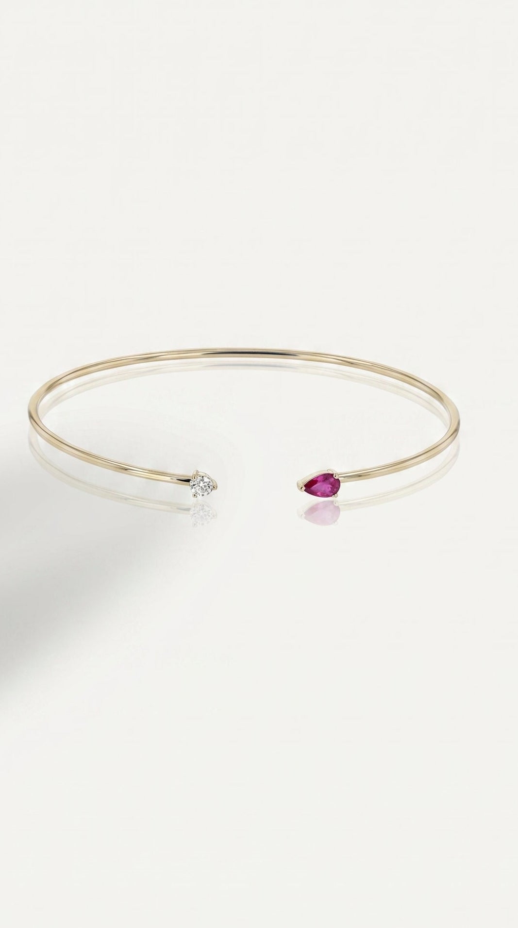Rainbow Pink Sapphire & Diamond Open Bangle — Levendi Jewellers