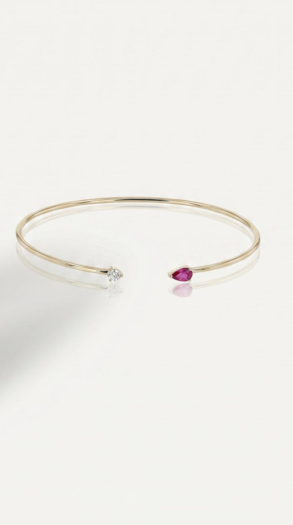 Rainbow Pink Sapphire & Diamond Open Bangle — Levendi Jewellers