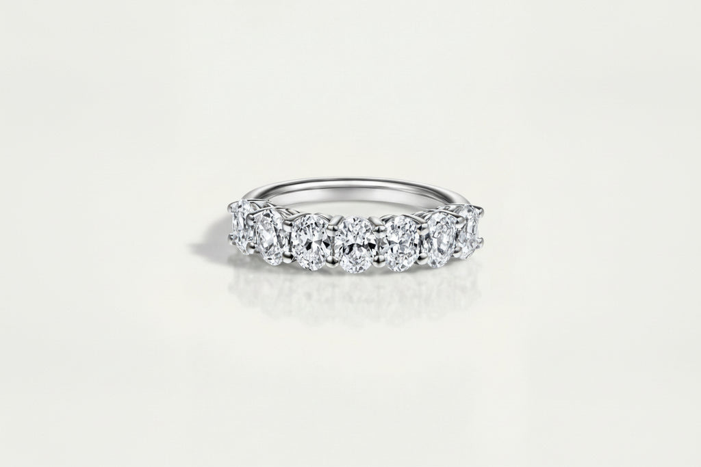 Wedding Band - White Gold 7 Stone Oval Diamond — Levendi Jewellers