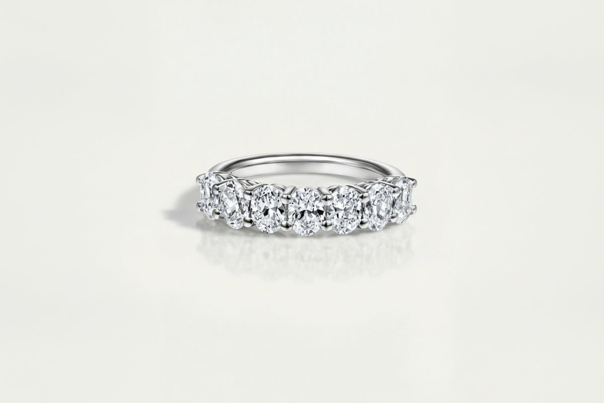 Wedding Band - White Gold 7 Stone Oval Diamond — Levendi Jewellers
