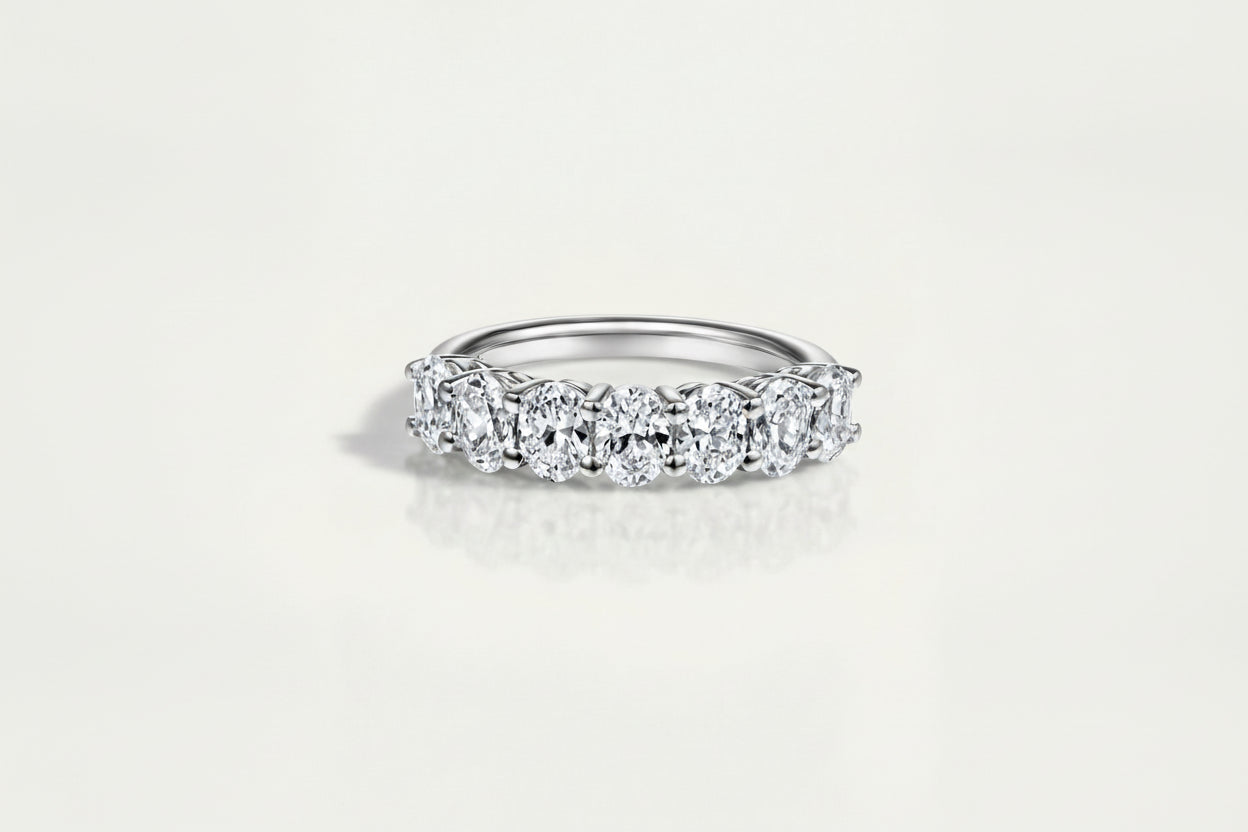 Wedding Band - White Gold 7 Stone Oval Diamond