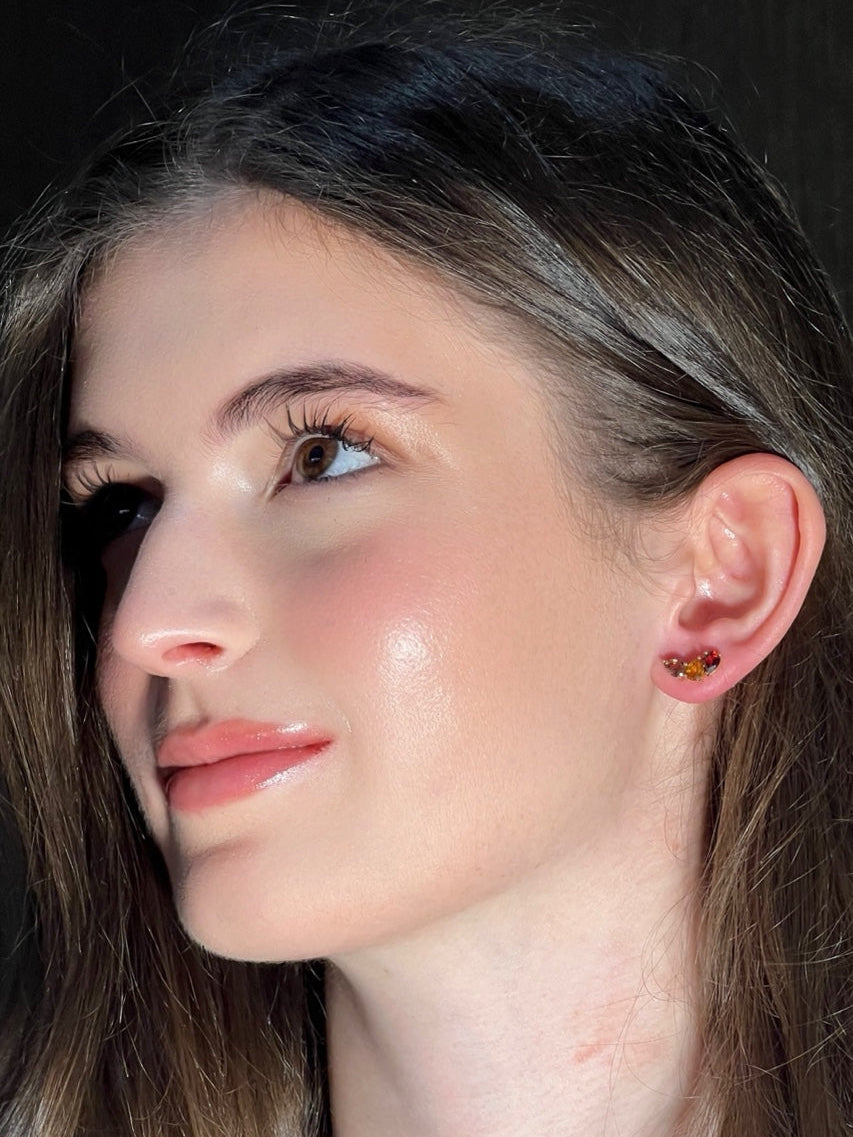 Rainbow - Garnet, Madeira Citrine, Tourmaline Pear Shape Earrings