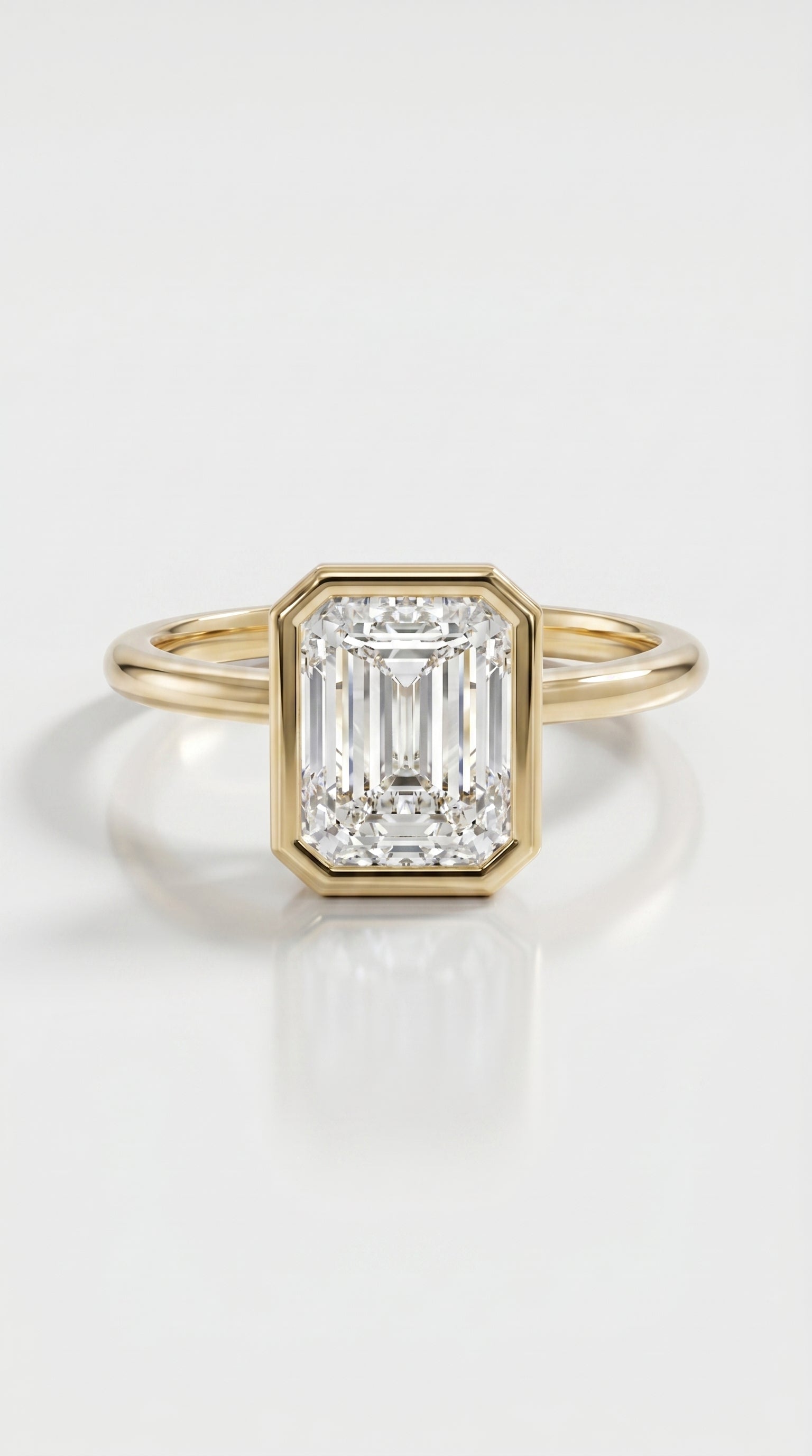 Levendi Wave of Love - Emerald Cut Bezel Engagement Ring
